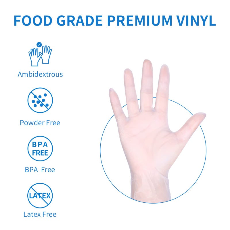 EDI Disposable Vinyl Gloves (Clear) - Powder-Free, Latex-Free (100, Medium) - Image 1